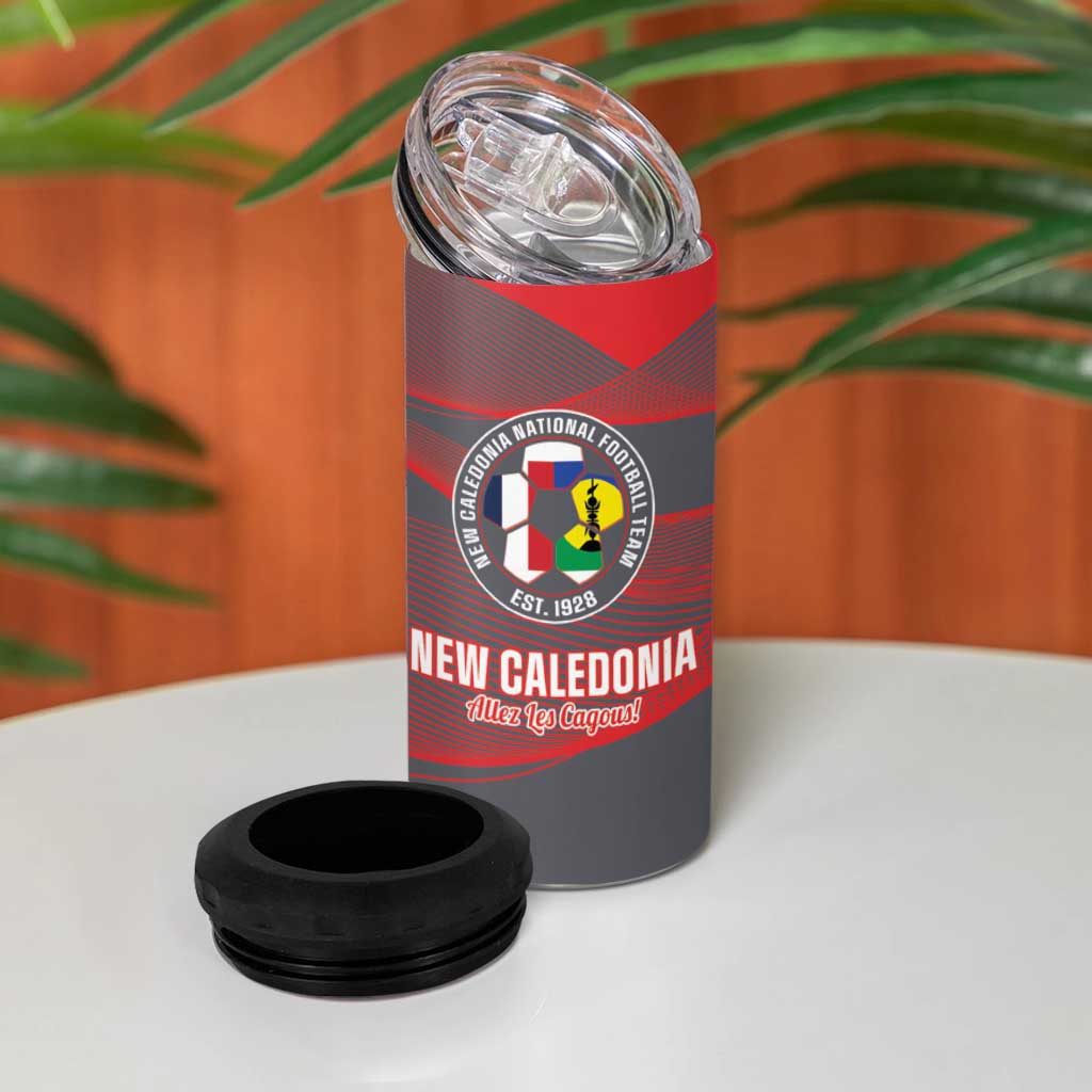 Custom New Caledonia Football 4 in 1 Can Cooler Tumbler Allez Les Cagous Grey Version - Polynesian Pride