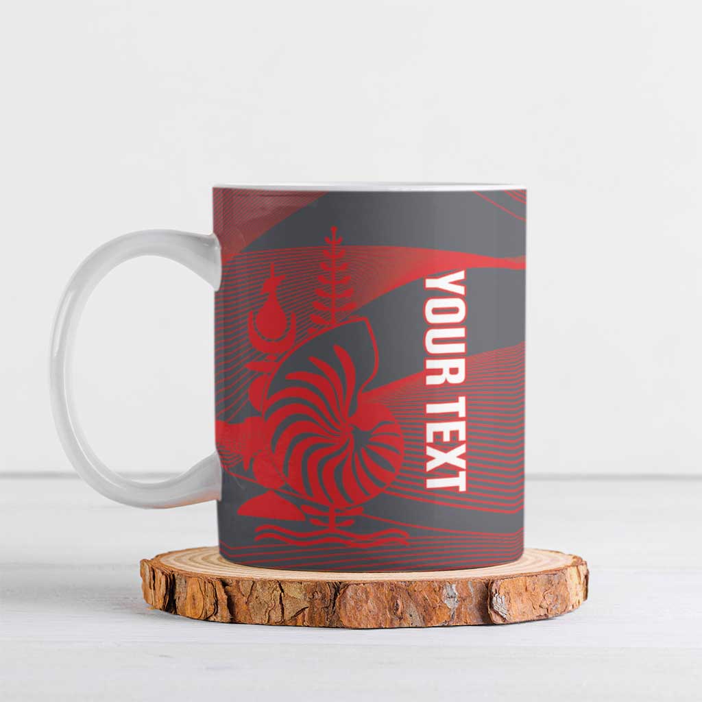 Custom New Caledonia Football Ceramic Mug Allez Les Cagous Grey Version - Polynesian Pride