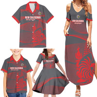 Custom New Caledonia Football Family Matching Summer Maxi Dress and Hawaiian Shirt Allez Les Cagous Grey Version - Polynesian Pride