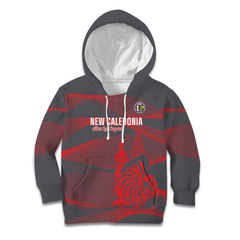 Custom New Caledonia Football Kid Hoodie Allez Les Cagous Grey Version - Polynesian Pride