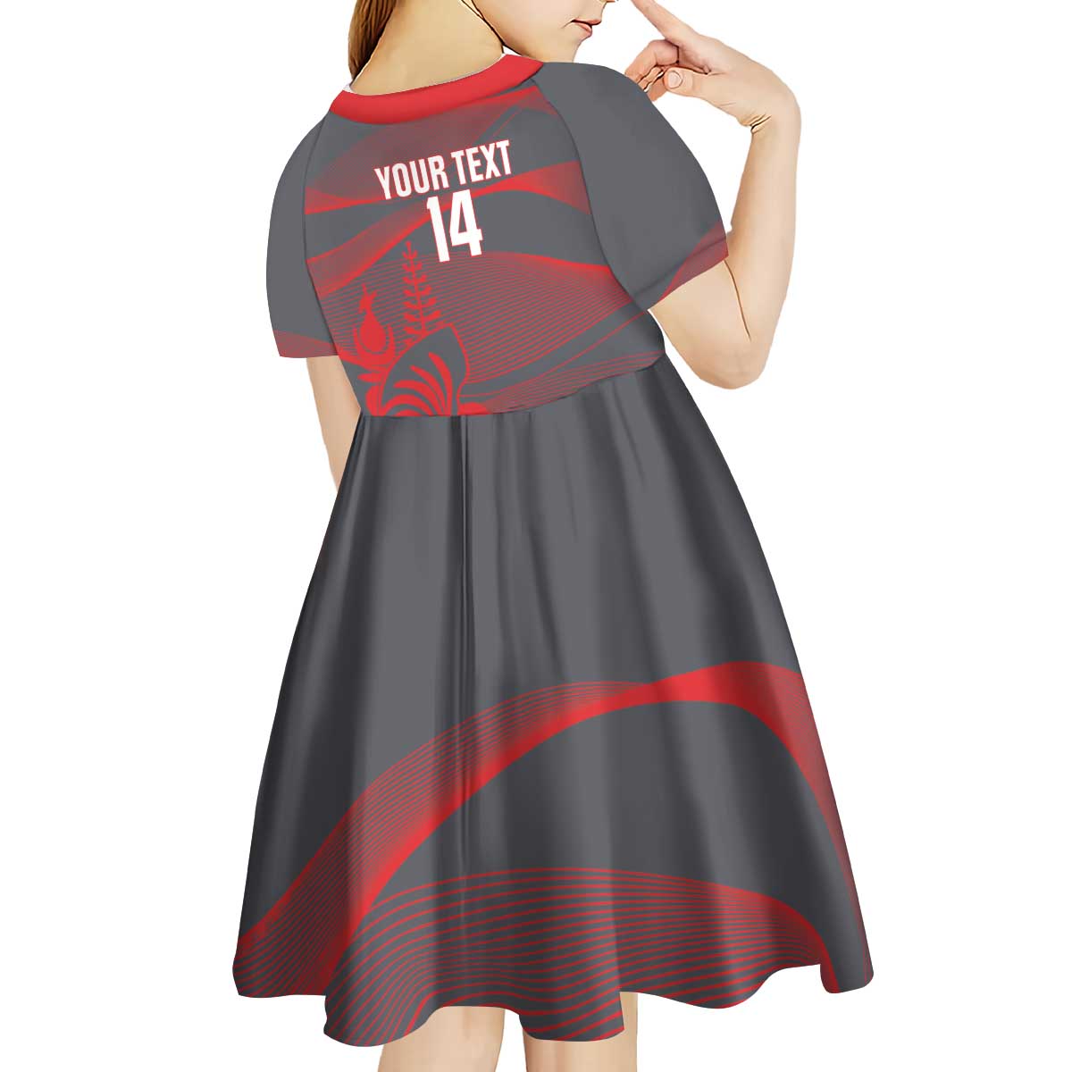 Custom New Caledonia Football Kid Short Sleeve Dress Allez Les Cagous Grey Version - Polynesian Pride