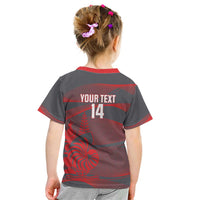 Custom New Caledonia Football Kid T Shirt Allez Les Cagous Grey Version - Polynesian Pride