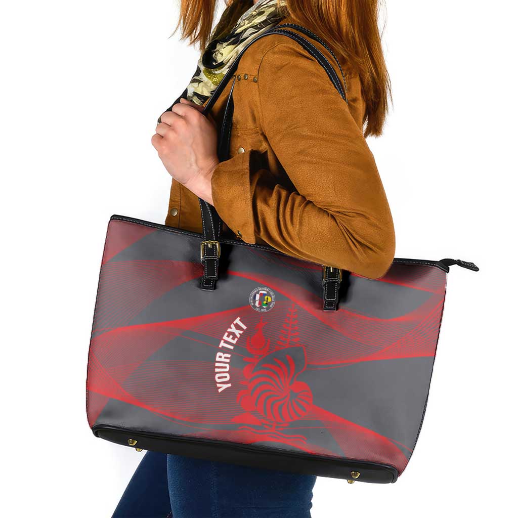 Custom New Caledonia Football Leather Tote Bag Allez Les Cagous Grey Version - Polynesian Pride