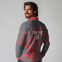 Custom New Caledonia Football Long Sleeve Polo Shirt Allez Les Cagous Grey Version - Polynesian Pride