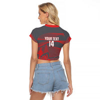 Custom New Caledonia Football Raglan Cropped T Shirt Allez Les Cagous Grey Version - Polynesian Pride