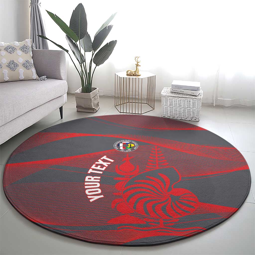 Custom New Caledonia Football Round Carpet Allez Les Cagous Grey Version - Polynesian Pride