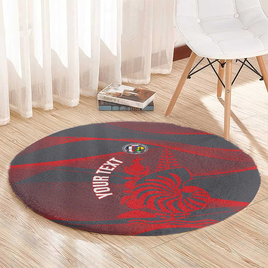 Custom New Caledonia Football Round Carpet Allez Les Cagous Grey Version - Polynesian Pride