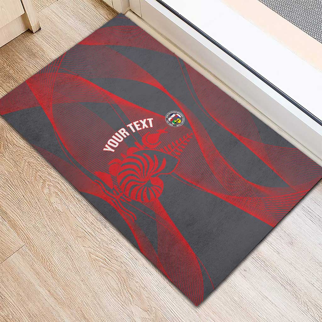 Custom New Caledonia Football Rubber Doormat Allez Les Cagous Grey Version - Polynesian Pride