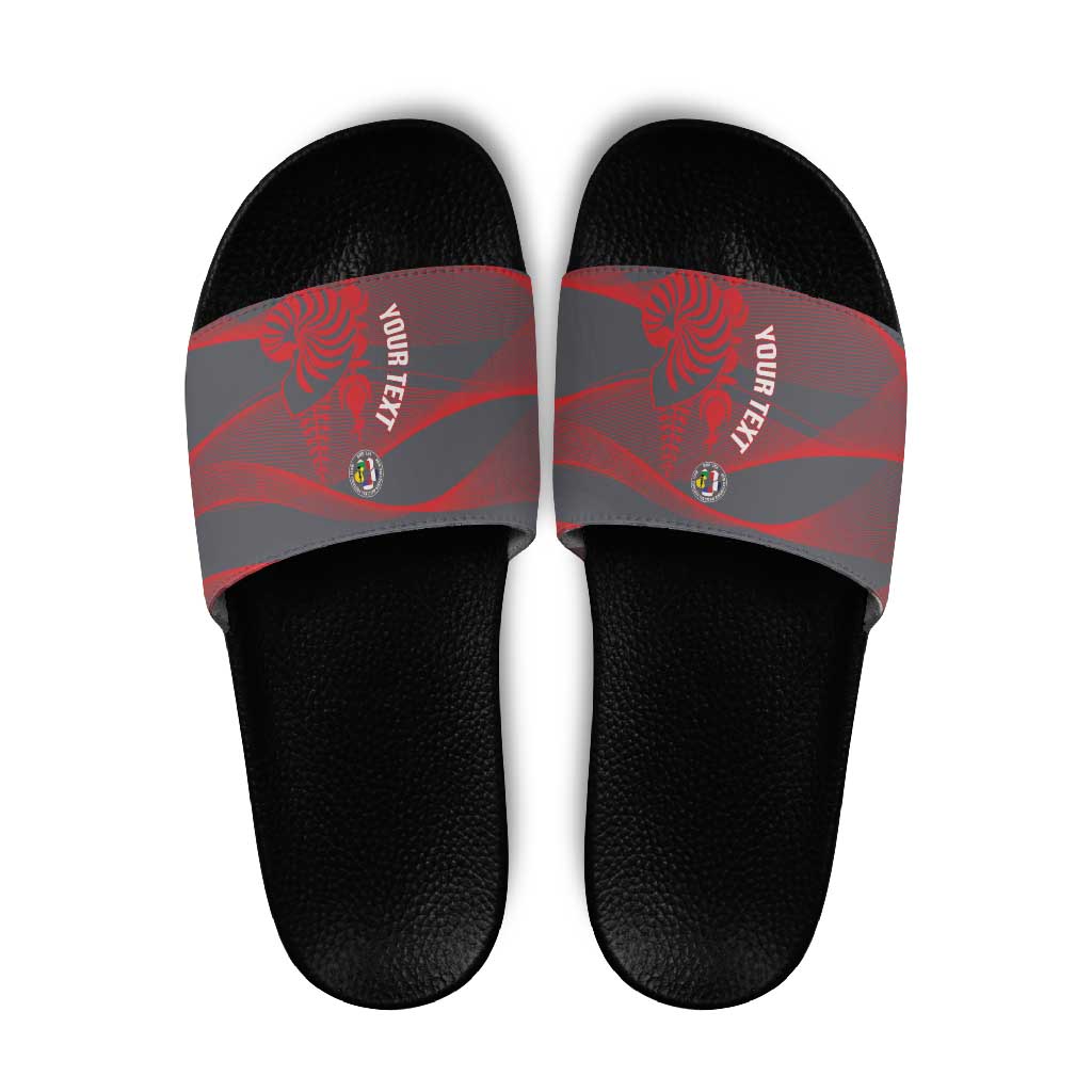 Custom New Caledonia Football Slide Sandals Allez Les Cagous Grey Version - Polynesian Pride