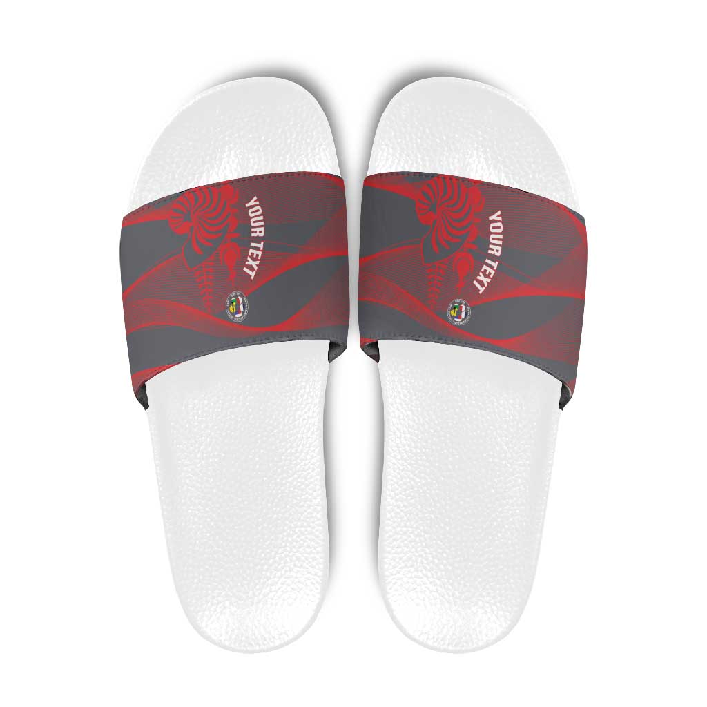 Custom New Caledonia Football Slide Sandals Allez Les Cagous Grey Version - Polynesian Pride
