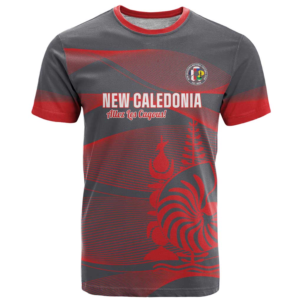 Custom New Caledonia Football T Shirt Allez Les Cagous Grey Version LT14 Grey - Polynesian Pride