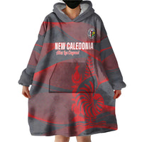 Custom New Caledonia Football Wearable Blanket Hoodie Allez Les Cagous Grey Version - Polynesian Pride