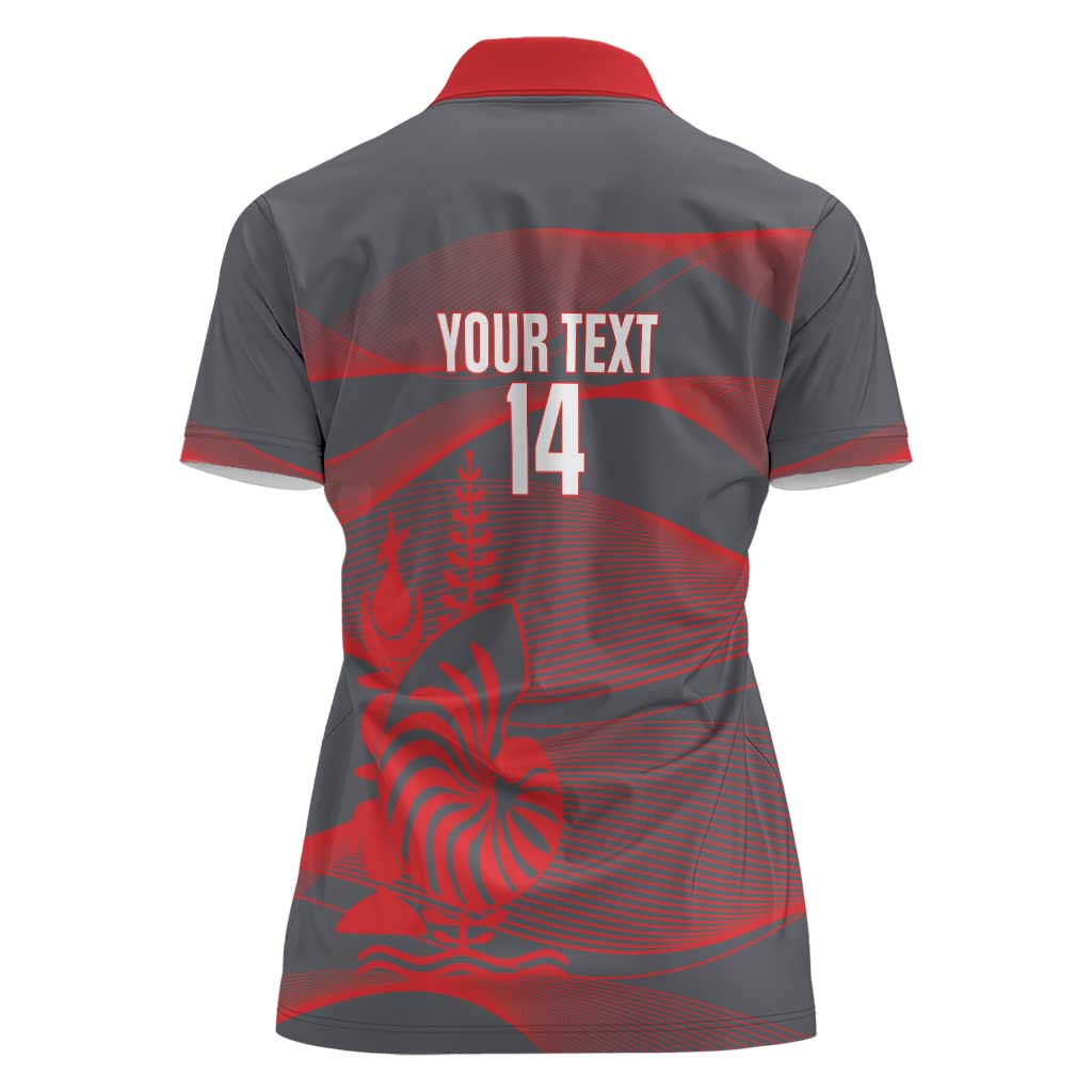 Custom New Caledonia Football Women Polo Shirt Allez Les Cagous Grey Version - Polynesian Pride