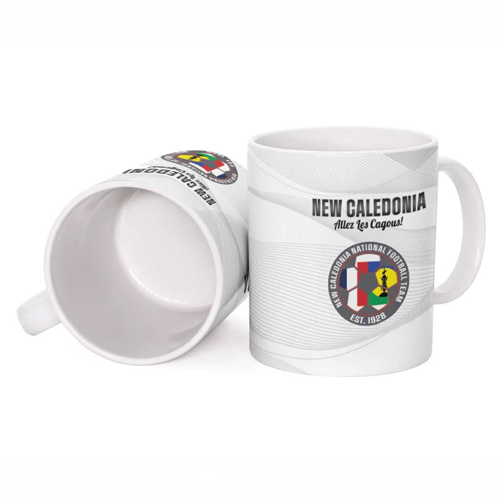Custom New Caledonia Football Ceramic Mug Allez Les Cagous White Version - Polynesian Pride