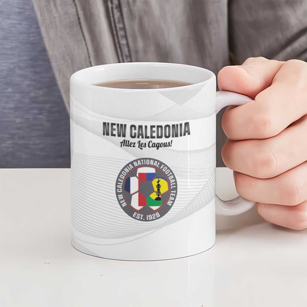 Custom New Caledonia Football Ceramic Mug Allez Les Cagous White Version - Polynesian Pride