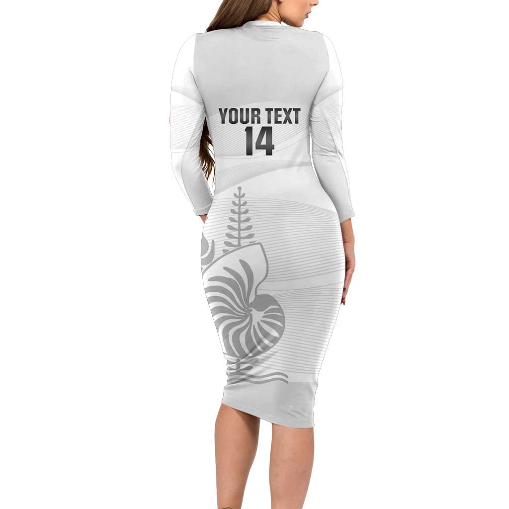 Custom New Caledonia Football Family Matching Long Sleeve Bodycon Dress and Hawaiian Shirt Allez Les Cagous White Version - Polynesian Pride