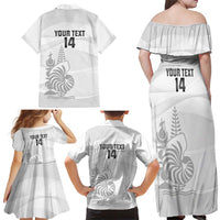 Custom New Caledonia Football Family Matching Off Shoulder Maxi Dress and Hawaiian Shirt Allez Les Cagous White Version - Polynesian Pride