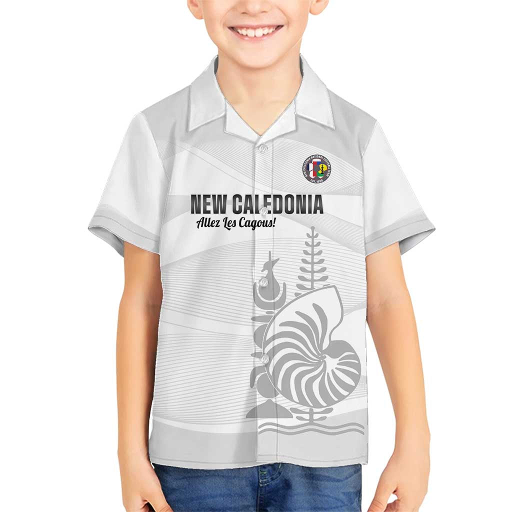 Custom New Caledonia Football Family Matching Puletasi and Hawaiian Shirt Allez Les Cagous White Version - Polynesian Pride