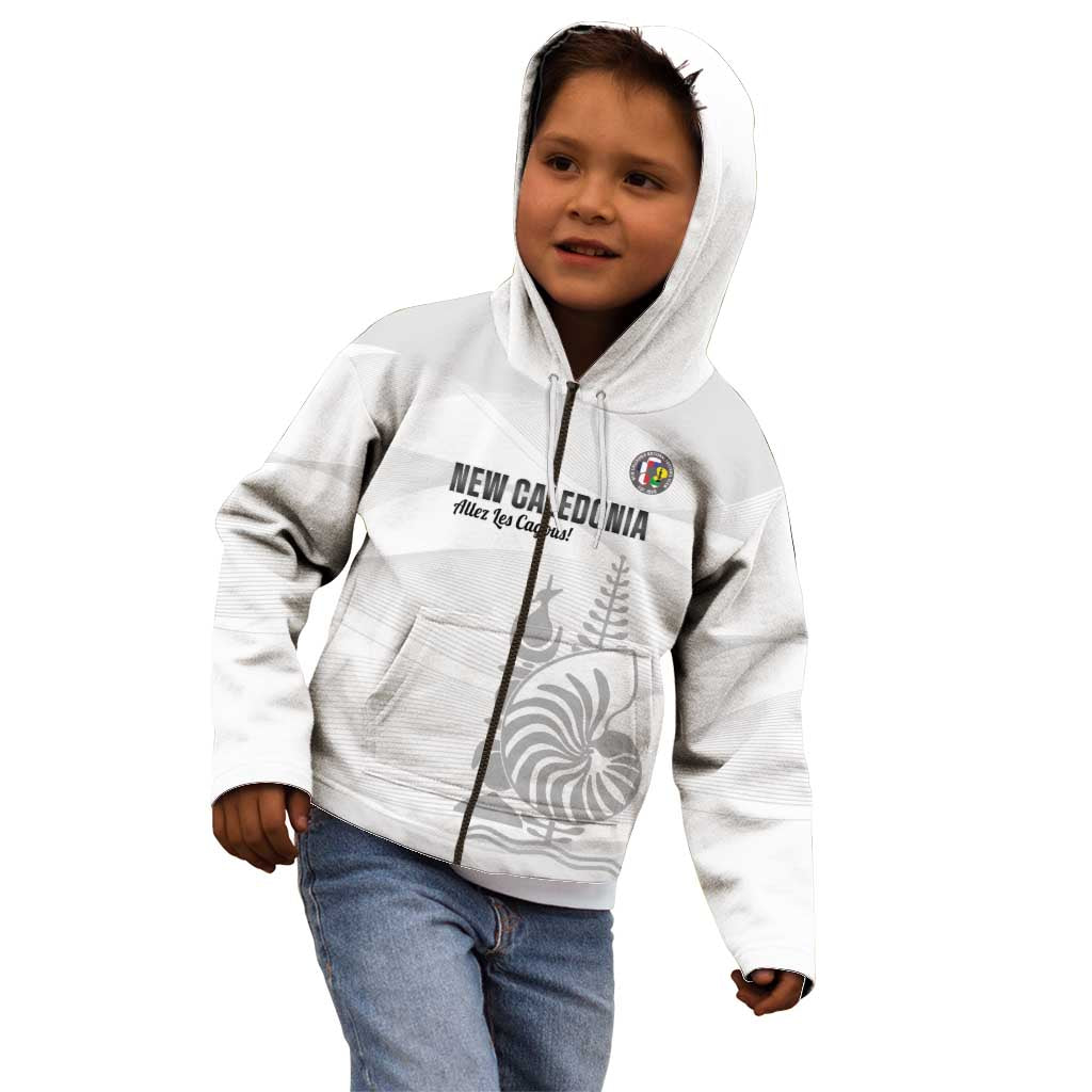 Custom New Caledonia Football Kid Hoodie Allez Les Cagous White Version - Polynesian Pride