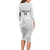 Custom New Caledonia Football Long Sleeve Bodycon Dress Allez Les Cagous White Version - Polynesian Pride