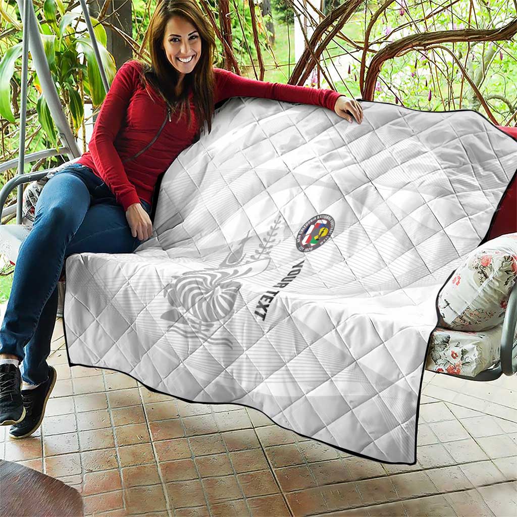 Custom New Caledonia Football Quilt Allez Les Cagous White Version - Polynesian Pride