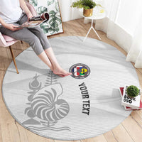 Custom New Caledonia Football Round Carpet Allez Les Cagous White Version - Polynesian Pride