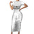 Custom New Caledonia Football Short Sleeve Bodycon Dress Allez Les Cagous White Version - Polynesian Pride