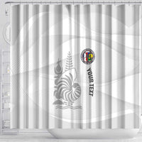 Custom New Caledonia Football Shower Curtain Allez Les Cagous White Version - Polynesian Pride