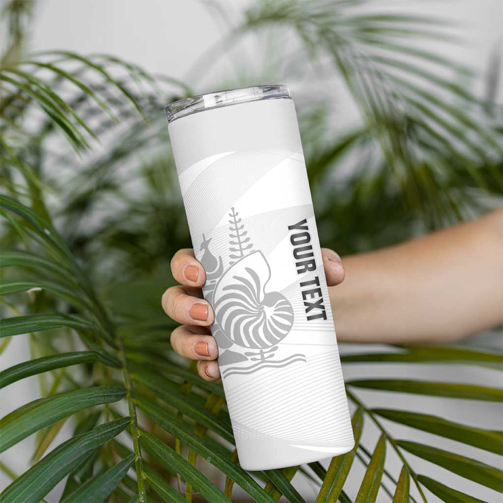 Custom New Caledonia Football Skinny Tumbler Allez Les Cagous White Version - Polynesian Pride