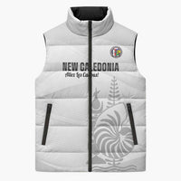 Custom New Caledonia Football Sleeveless Puffer Jacket Allez Les Cagous White Version - Polynesian Pride