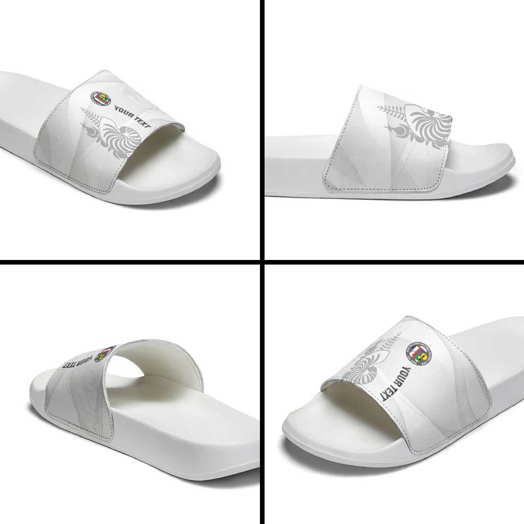 Custom New Caledonia Football Slide Sandals Allez Les Cagous White Version - Polynesian Pride