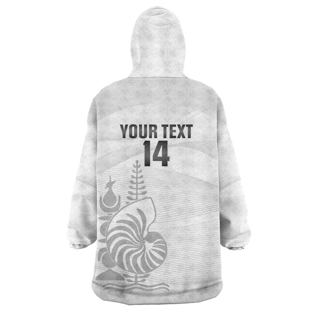 Custom New Caledonia Football Wearable Blanket Hoodie Allez Les Cagous White Version - Polynesian Pride