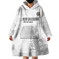 Custom New Caledonia Football Wearable Blanket Hoodie Allez Les Cagous White Version - Polynesian Pride