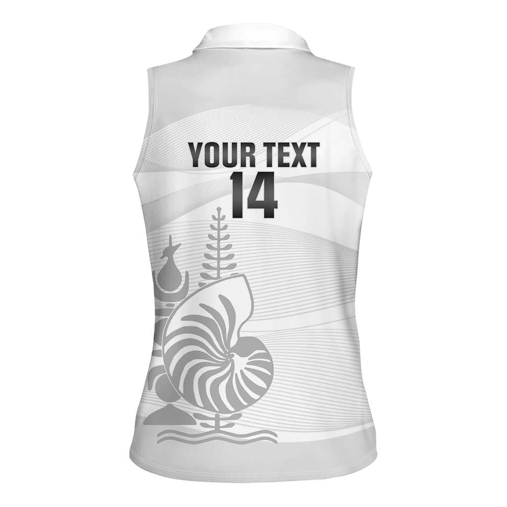 Custom New Caledonia Football Women Sleeveless Polo Shirt Allez Les Cagous White Version - Polynesian Pride