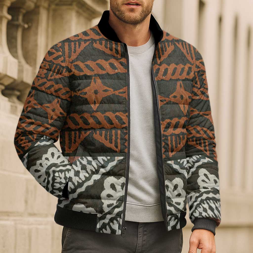 Bula Fiji Tapa Bomber Puffer Jacket Fijian Masi Vintage Vibes - Polynesian Pride