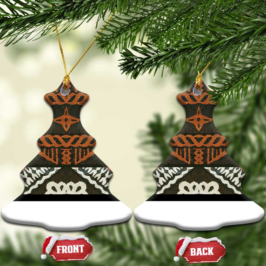 Bula Fiji Tapa Ceramic Ornament Fijian Masi Vintage Vibes - Polynesian Pride