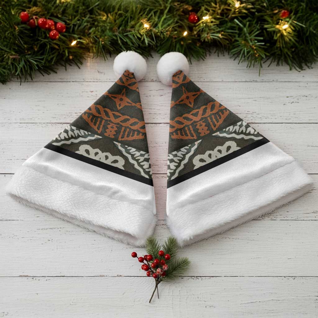 Bula Fiji Tapa Christmas Santa Hat Fijian Masi Vintage Vibes - Polynesian Pride