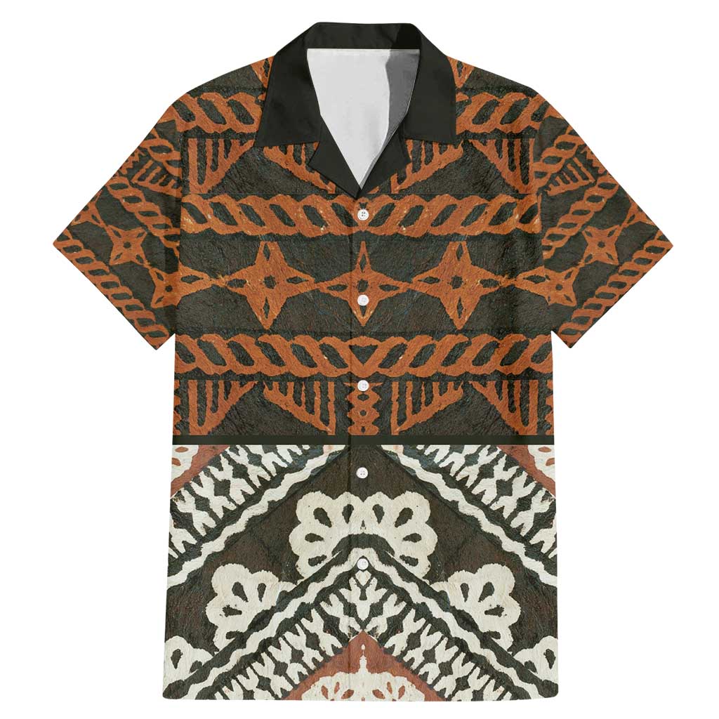 Bula Fiji Tapa Family Matching Mermaid Dress and Hawaiian Shirt Fijian Masi Vintage Vibes LT14 Dad's Shirt - Short Sleeve Brown - Polynesian Pride