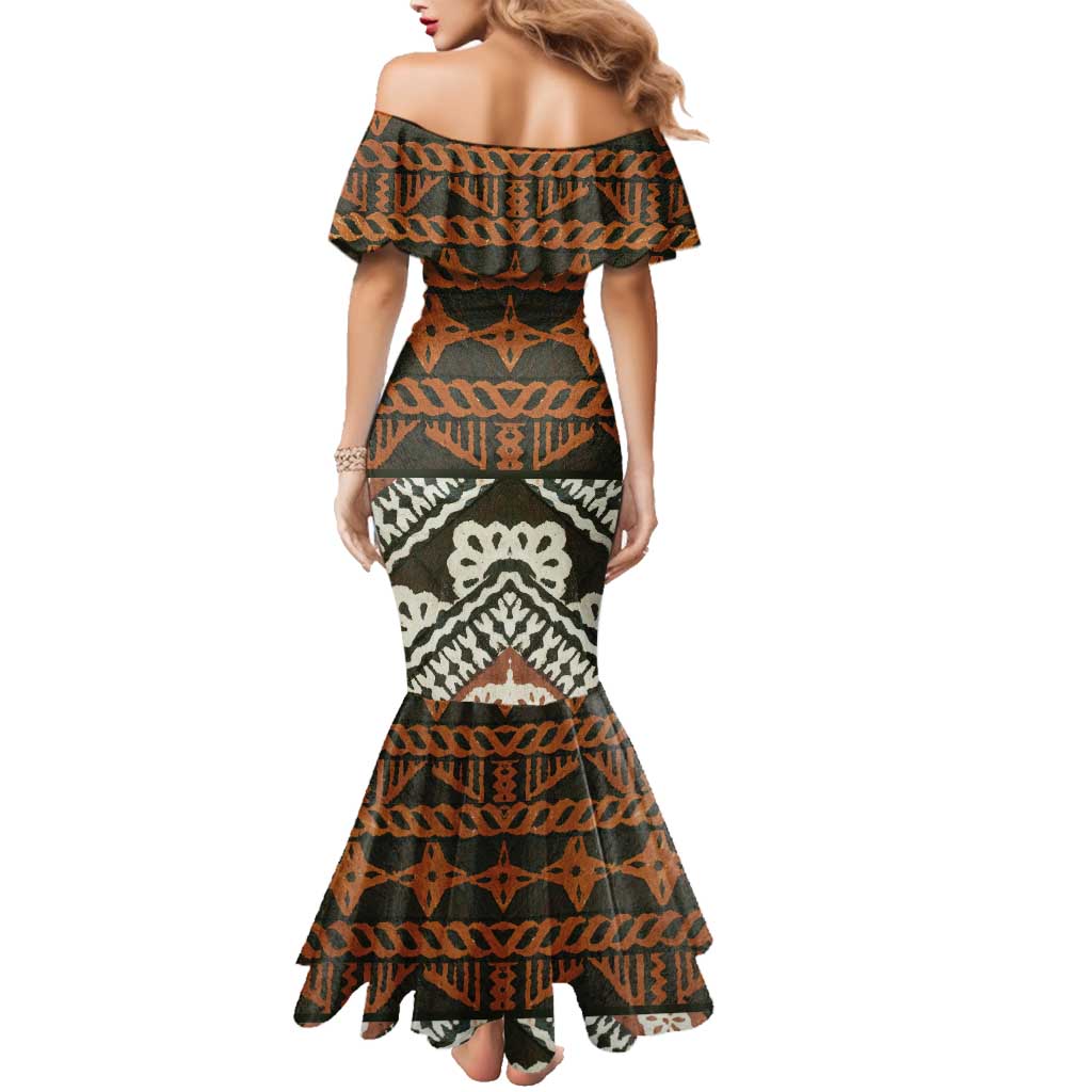 Bula Fiji Tapa Family Matching Mermaid Dress and Hawaiian Shirt Fijian Masi Vintage Vibes LT14 - Polynesian Pride