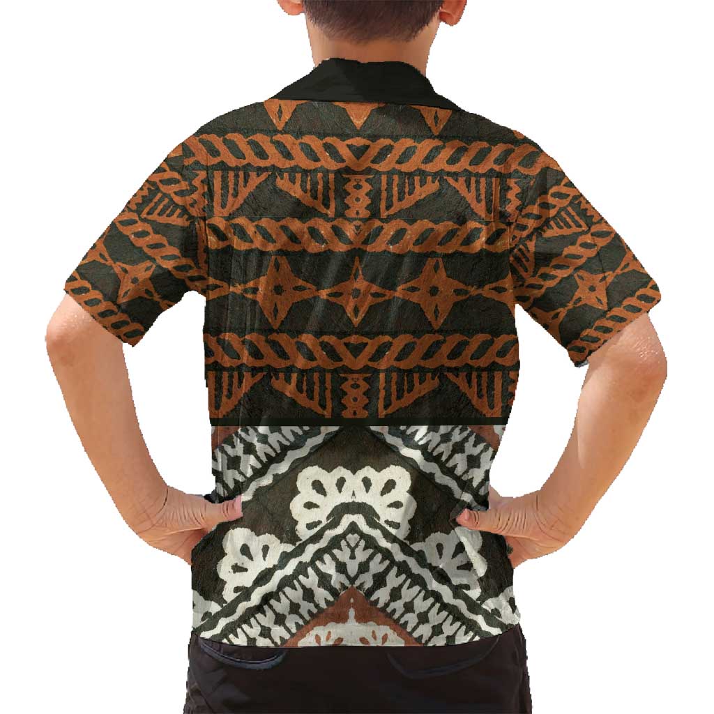Bula Fiji Tapa Family Matching Off Shoulder Short Dress and Hawaiian Shirt Fijian Masi Vintage Vibes LT14 - Polynesian Pride