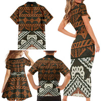 Bula Fiji Tapa Family Matching Short Sleeve Bodycon Dress and Hawaiian Shirt Fijian Masi Vintage Vibes LT14 - Polynesian Pride