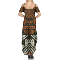 Bula Fiji Tapa Family Matching Summer Maxi Dress and Hawaiian Shirt Fijian Masi Vintage Vibes LT14 - Polynesian Pride