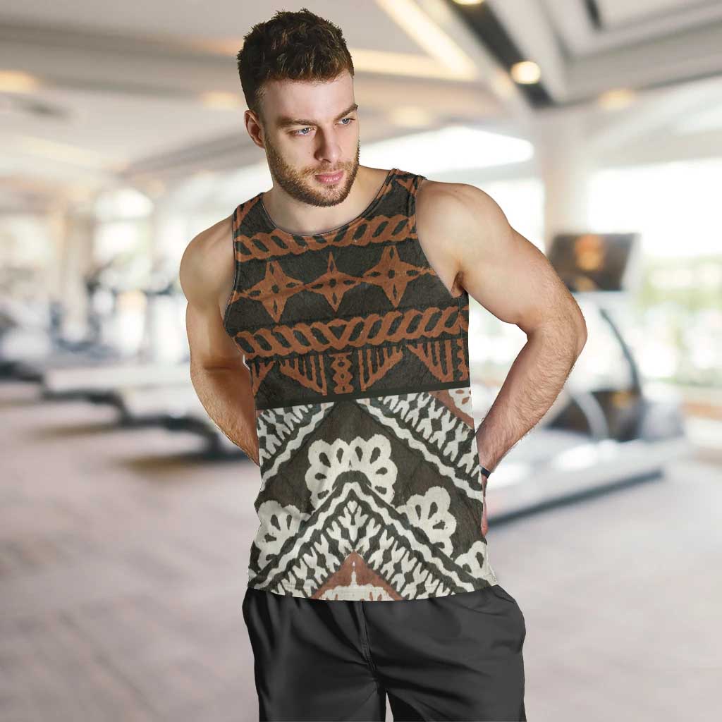Bula Fiji Tapa Men Tank Top Fijian Masi Vintage Vibes - Polynesian Pride
