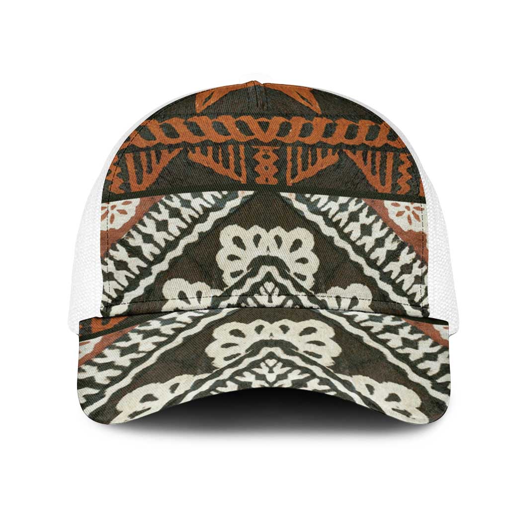 Bula Fiji Tapa Mesh Trucker Cap Fijian Masi Vintage Vibes - Polynesian Pride