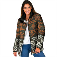 Bula Fiji Tapa Padded Jacket Fijian Masi Vintage Vibes LT14 Women Brown - Polynesian Pride