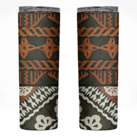 Bula Fiji Tapa Skinny Tumbler Fijian Masi Vintage Vibes LT14 Brown - Polynesian Pride