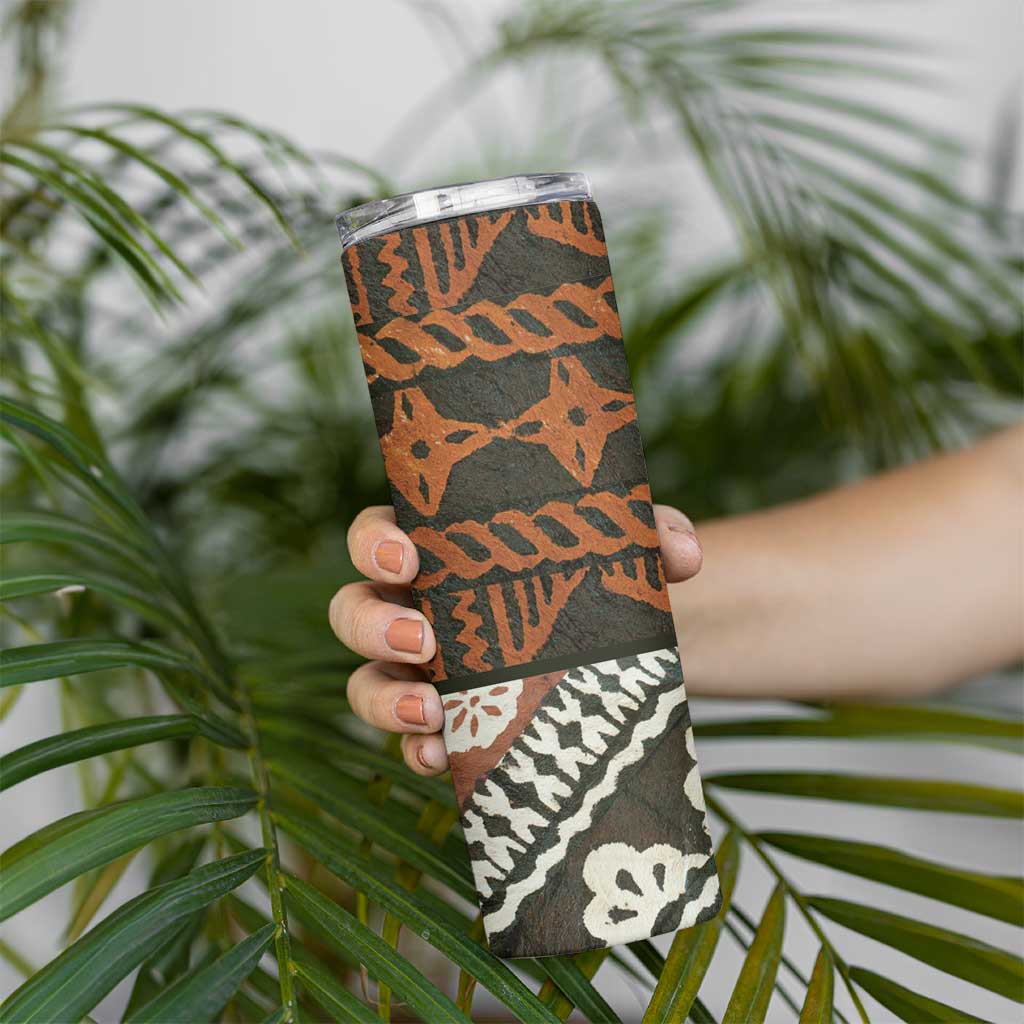 Bula Fiji Tapa Skinny Tumbler Fijian Masi Vintage Vibes LT14 - Polynesian Pride
