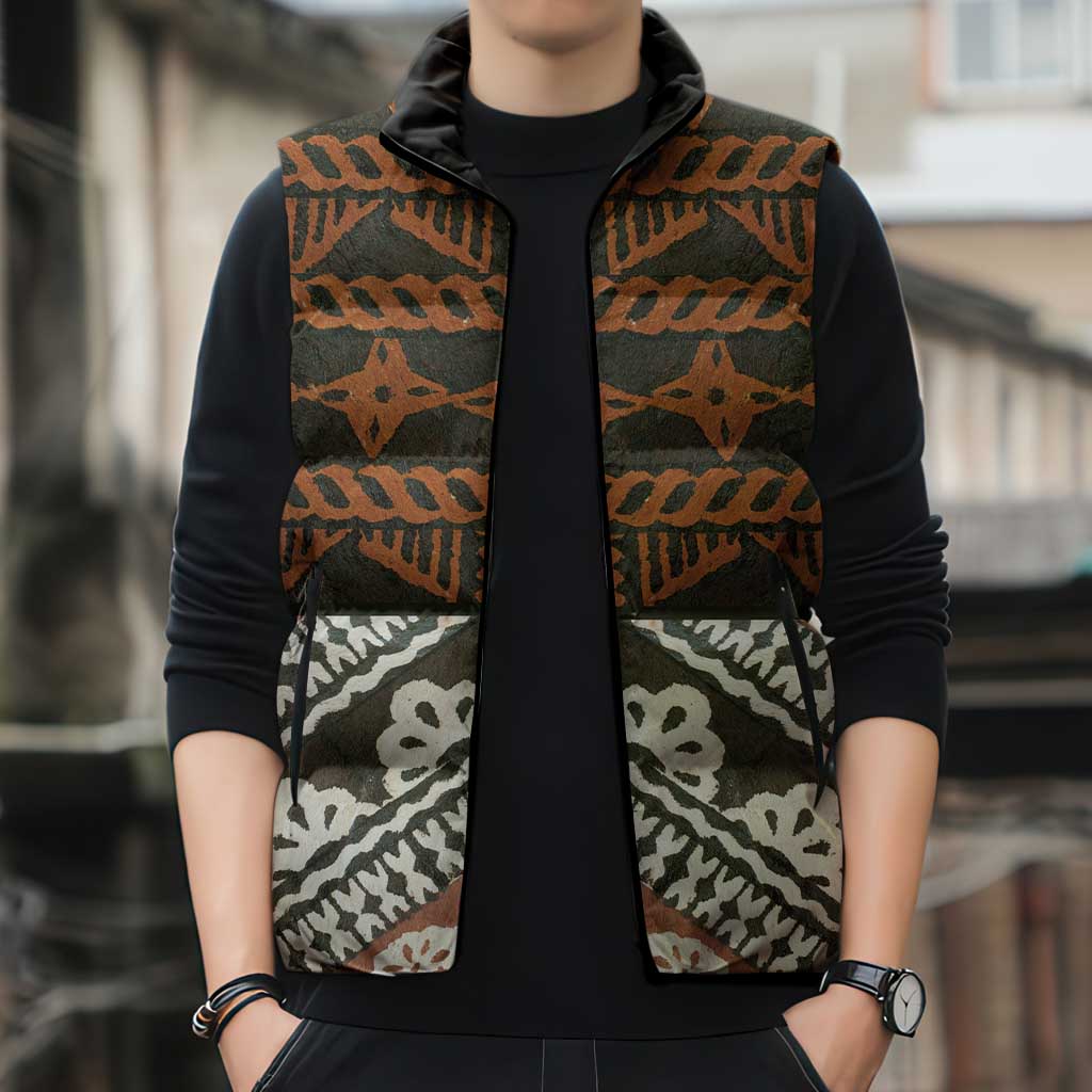 Bula Fiji Tapa Sleeveless Puffer Jacket Fijian Masi Vintage Vibes - Polynesian Pride