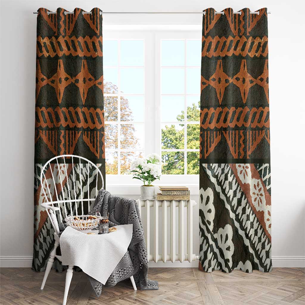 Bula Fiji Tapa Window Curtain Fijian Masi Vintage Vibes - Polynesian Pride