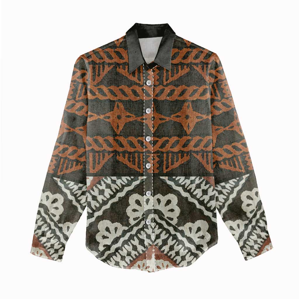 Bula Fiji Tapa Women Casual Shirt Fijian Masi Vintage Vibes LT14 - Polynesian Pride